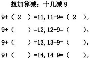 一年级十几减9的算法 一年级十几减9的算法是什么