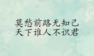 天下谁人不识君的上一句（天下谁人不识君的上一句 莫愁前路无知己意思）