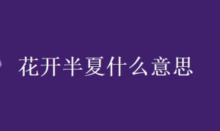 花开半夏什么意思（花开半夏什么意思图片）