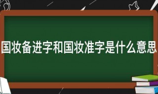 国妆备进字和国妆准字是什么意思 国妆备进字号是什么意思