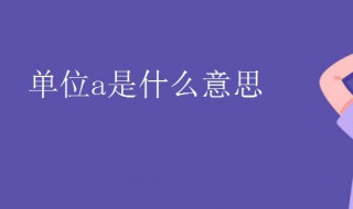 单位a是什么意思 单位是什么意思?指的是哪些?