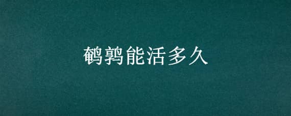 鹌鹑能活多久 鹌鹑存活时间