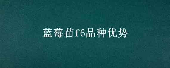 蓝莓苗f6品种优势 蓝莓六年苗怎么样