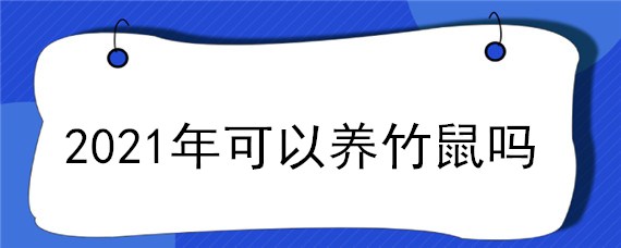 2021年可以养竹鼠吗（2021年可以养殖竹鼠吗）