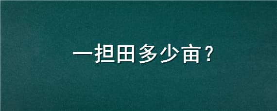 一担田多少亩 1担田多少亩