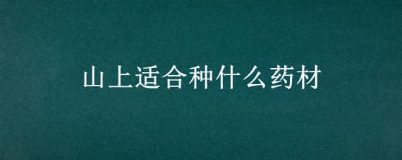 山上适合种什么药材 山上适合种什么药材呢