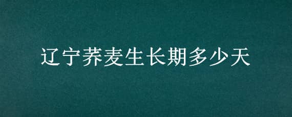 辽宁荞麦生长期多少天（苦荞麦生长期多少天）