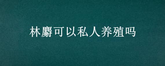 林麝可以私人养殖吗（个人可以养殖林麝吗）