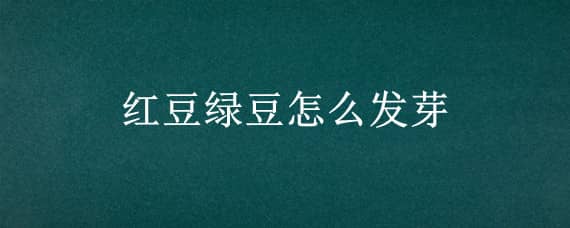 红豆绿豆怎么发芽 红豆绿豆怎么发芽最快