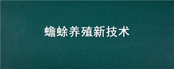 蟾蜍养殖新技术 蟾蜍养殖新技术是什么