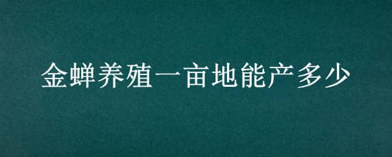 金蝉养殖一亩地能产多少（金蝉养殖一亩地能产多少斤种子）