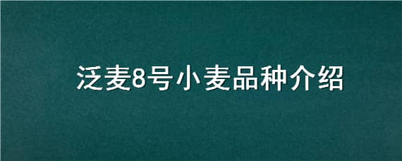 泛麦8号小麦品种介绍 泛麦8号是优质小麦