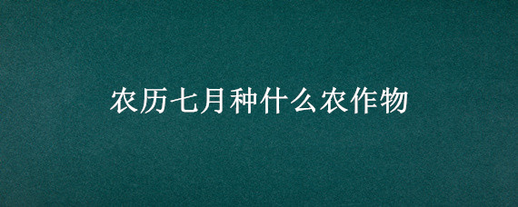 农历七月种什么农作物（七月初种什么农作物）