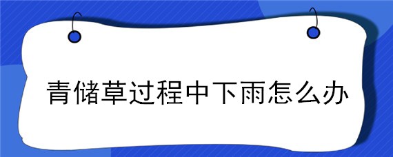 青储草过程中下雨怎么办 青储草下雨用不用盖