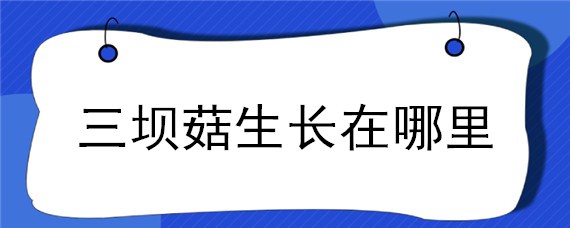 三坝菇生长在哪里（四川三把菇什么时候长）