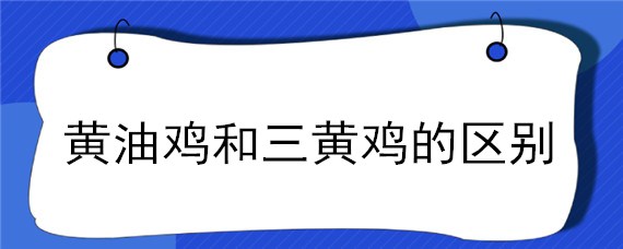 黄油鸡和三黄鸡的区别 黄油鸡是不是三黄鸡