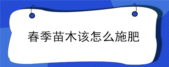 春季苗木该怎么施肥（绿化苗木春季施肥）