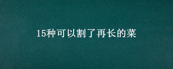 15种可以割了再长的菜 15种可以割了再长的菜图片