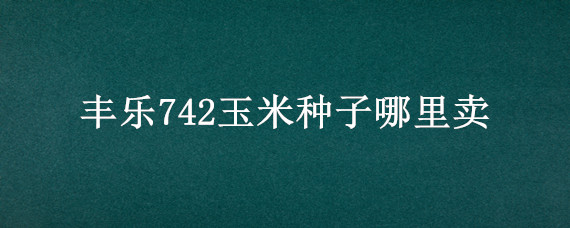 丰乐742玉米种子哪里卖（玉米种丰乐742哪里有卖）