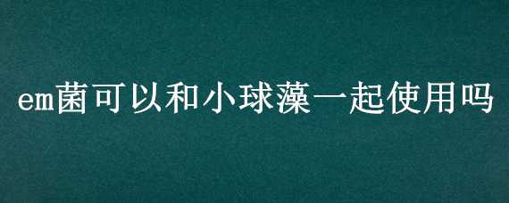 em菌可以和小球藻一起使用吗 小球藻能和em菌一起用吗