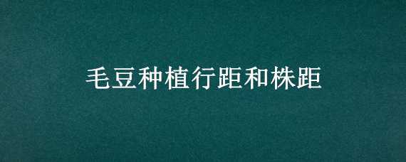 毛豆种植行距和株距 毛豆种植行距和株距图