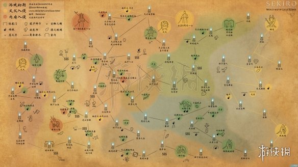 只狼影逝二度大地图路线分享 只狼中文大地图一览 简化版地图_网