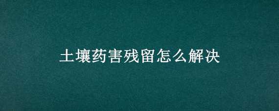 土壤药害残留怎么解决（土壤农药残留）