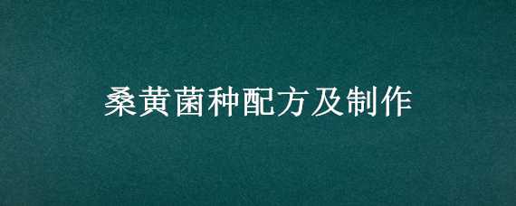 桑黄菌种配方及制作 桑黄菌种的制作方法