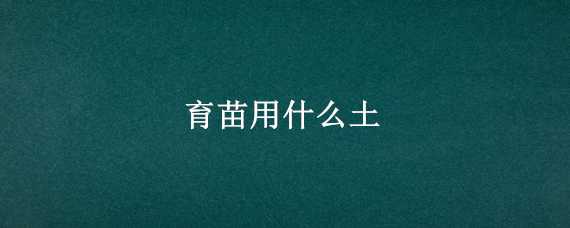 育苗用什么土（育苗用什么土壤最好）