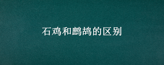 石鸡和鹧鸪的区别 石鸡和鹧鸪的区别在哪