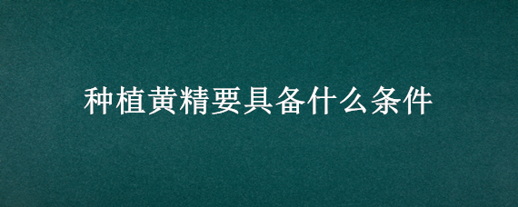 种植黄精要具备什么条件 黄精种植技术与栽培管理