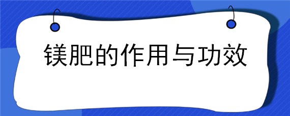 镁肥的作用与功效（镁肥有什么作用）