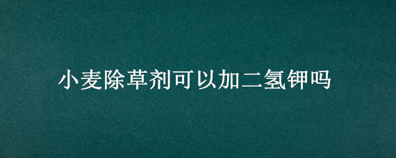 小麦除草剂可以加二氢钾吗 二氢钾能和除草剂混用吗