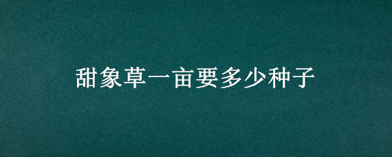 甜象草一亩要多少种子（甜象草一亩要多少种子怎么种）