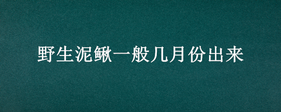 野生泥鳅一般几月份出来（野生泥鳅什么季节最多）