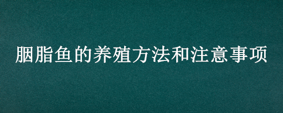 胭脂鱼的养殖方法和注意事项 家里观赏胭脂鱼怎么养