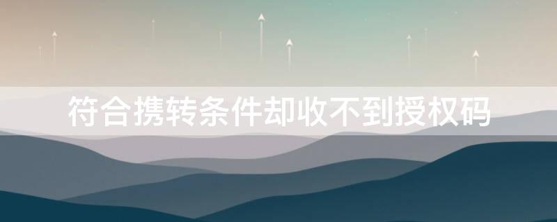 符合携转条件却收不到授权码