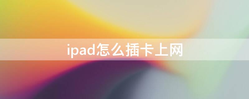 ipad怎么插卡上网