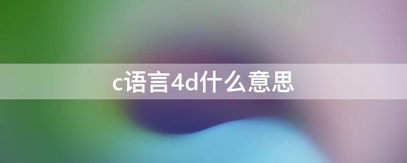 c语言4d什么意思