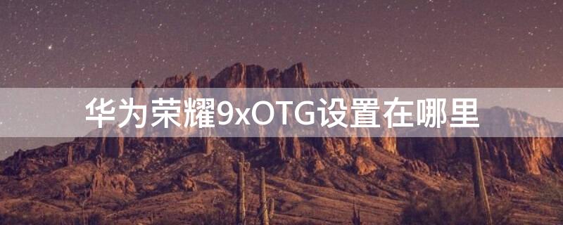 华为荣耀9xOTG设置在哪里