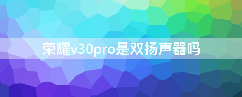 荣耀v30pro是双扬声器吗