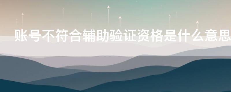 账号不符合辅助验证资格是什么意思