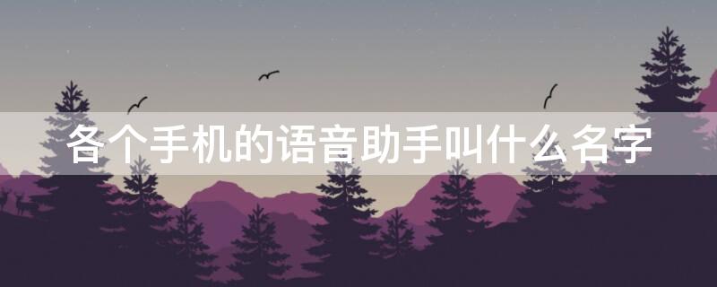 各个手机的语音助手叫什么名字