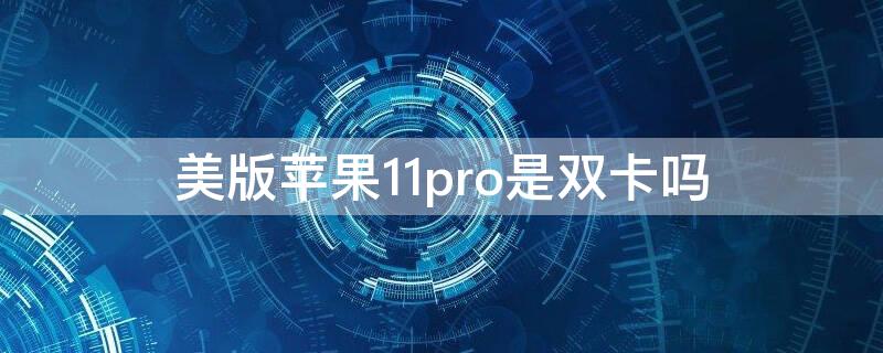 美版iPhone11pro是双卡吗