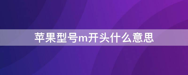 iPhone型号m开头什么意思