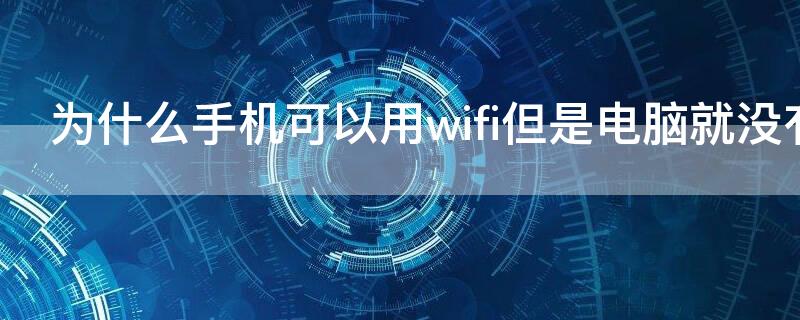 为什么手机可以用wifi但是电脑就没有网