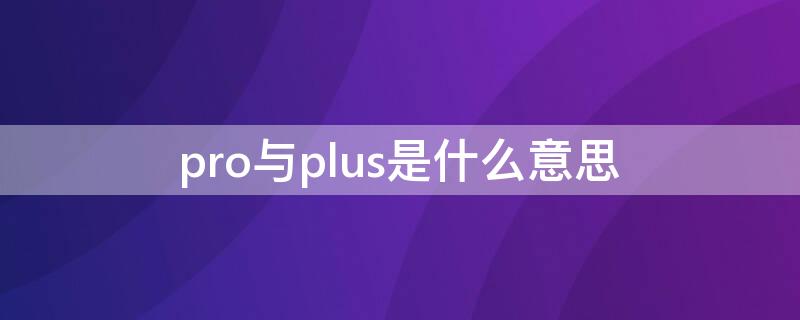 pro与plus是什么意思（pro与plus是什么意思中文）