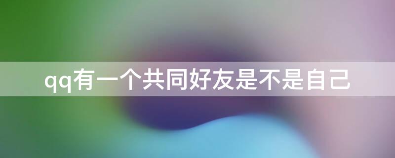 qq有一个共同好友是不是自己 qq里有一个共同好友是不是我们彼此