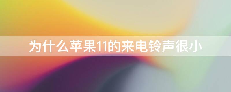 为什么iPhone11的来电铃声很小 iPhone11来电铃声很小