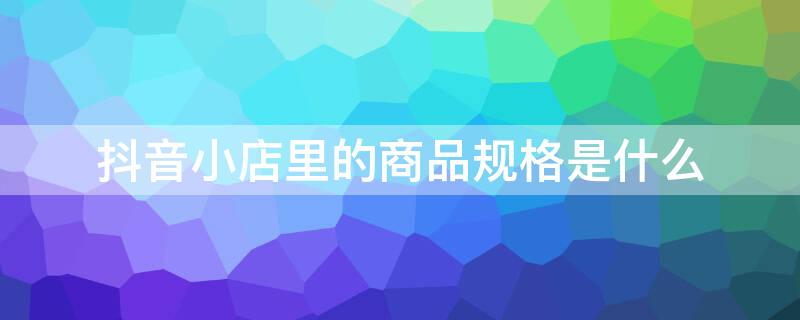 抖音小店里的商品规格是什么